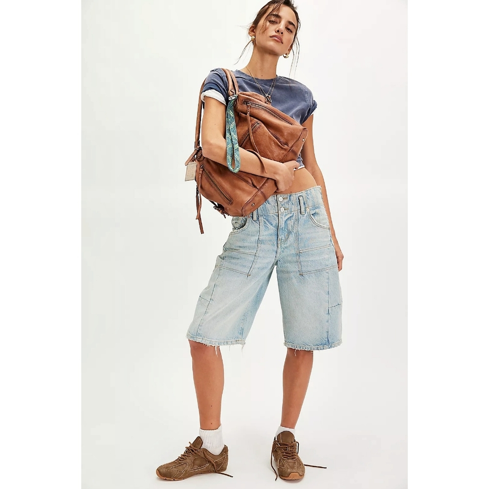 Free People We The Free Denim Extreme Measures Barrel Long Shorts